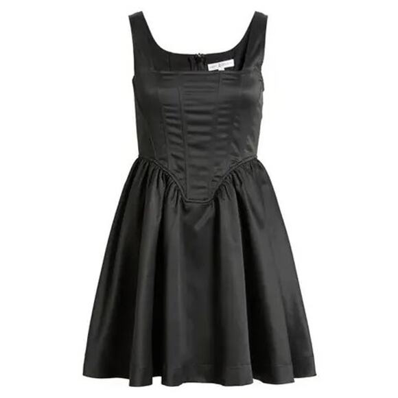 5018 NWOT Rare London Fit & Flare Square Neck Sleeveless Mini Dress Black Size 4 - Picture 1 of 7